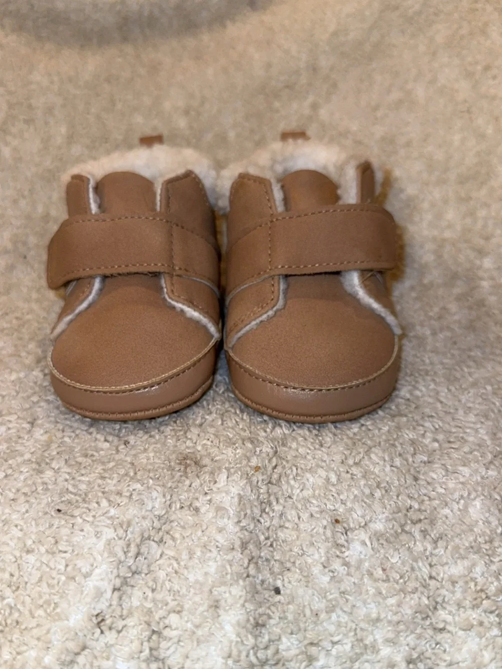 Carter's Tan Faux-Shearling Hook-and-Loop Baby Shoes